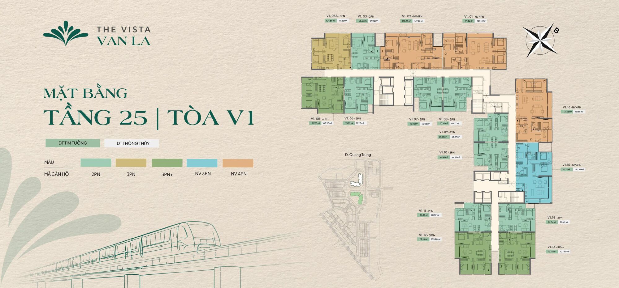 Mặt bằng The Vista Văn La - Mặt bằng tổng thể và Chi tiết căn hộ 22 Mặt bằng tầng 5-24 tòa V1 The Vista Văn La