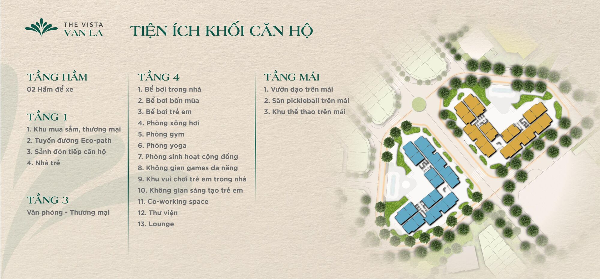 Tiện ích The Vista Văn La - Hệ sinh thái 45+ tiện ích nội ngoại khu chuẩn Oasis Living 22 Tiện ích The Vista Văn La khối căn hộ