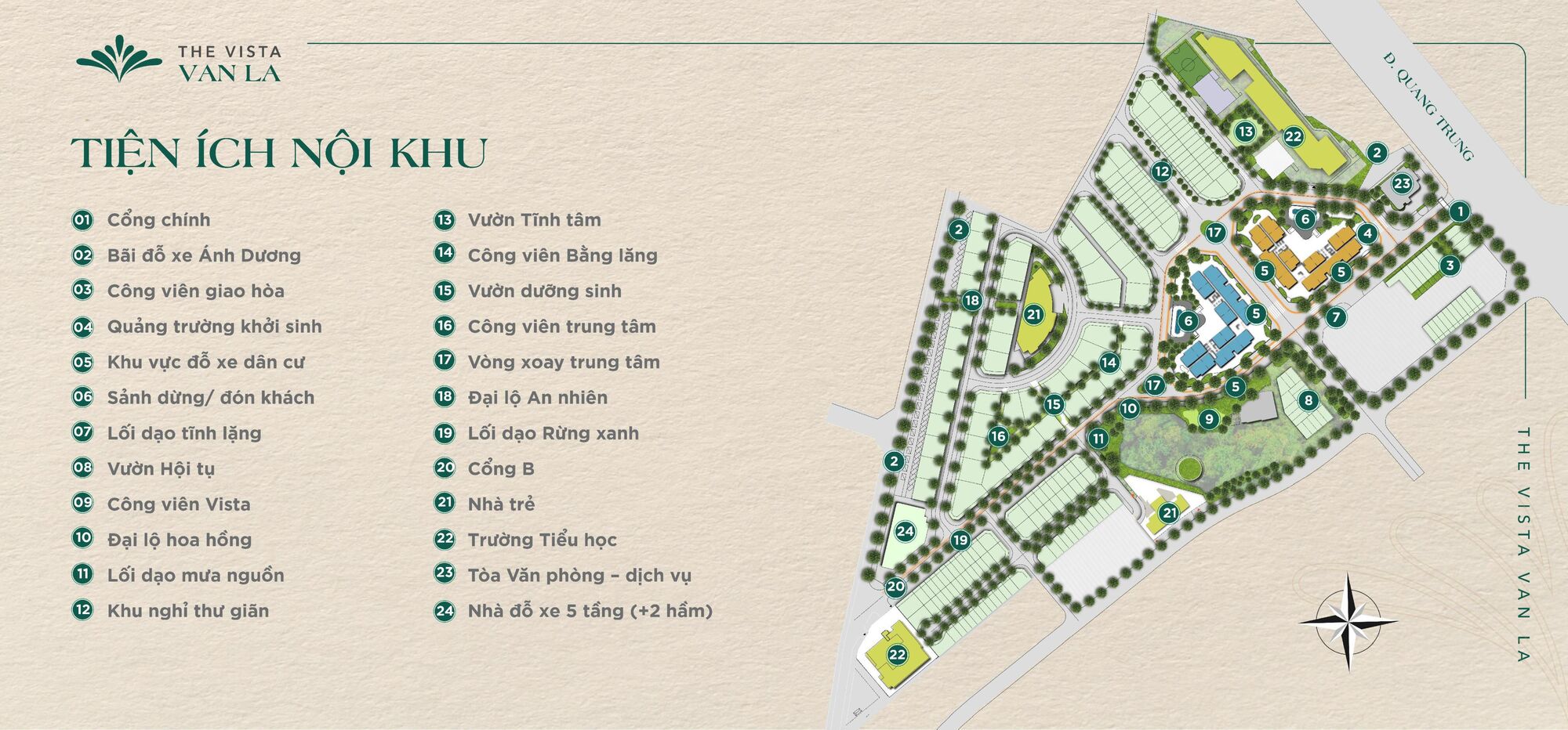 Tiện ích The Vista Văn La - Hệ sinh thái 45+ tiện ích nội ngoại khu chuẩn Oasis Living 21 Tiện ích The Vista Văn La